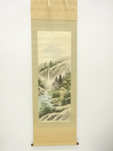 JAPANESE COLLECTIBLE / HANGING SCROLL BY SHIHO / COLORED LANDSCAPE / H
